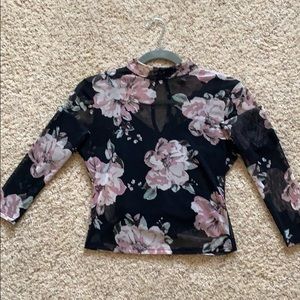 S sheer long sleeved shirt w/ keyhole in back